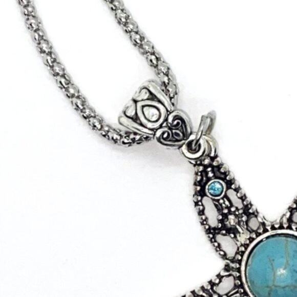 Silver-Tone Turquoise Starfish Necklace - Picture 5 of 7